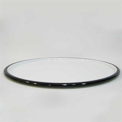 Emayra Emaye Pizza Tabağı 28 cm | Beyaz Kordon Siyah