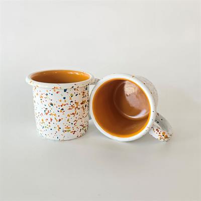 Emayra Emaye Serpme Desen Kupa 250 ml | İç Sarı