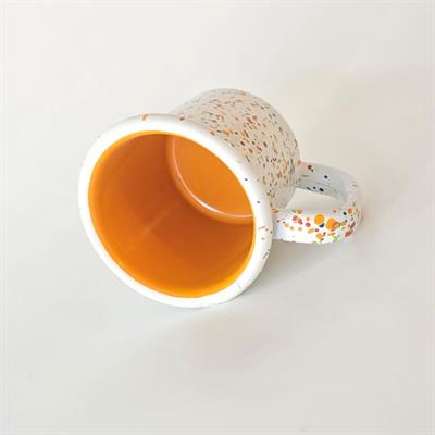 Emayra Emaye Serpme Desen Kupa 250 ml | İç Sarı