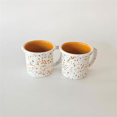 Emayra Emaye Serpme Desen Kupa 250 ml | İç Sarı