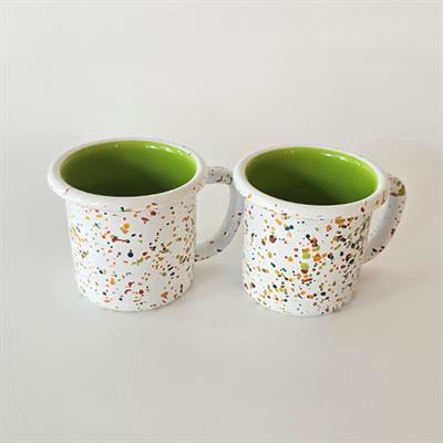 Emayra Emaye Serpme Desen Kupa 250 ml | İç Yeşil