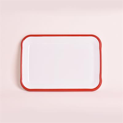 Emaye Sığ Servis Tepsisi 26 cm Kırmızı