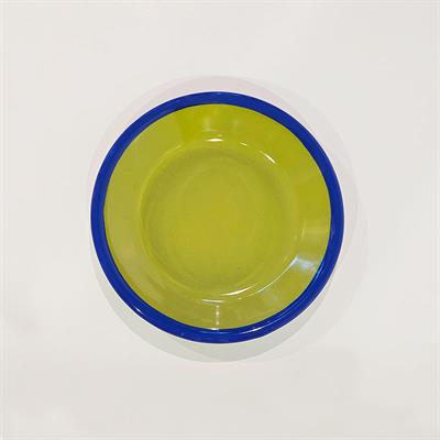 Emaye Tabak 12 cm Fıstık Yeşili Kordon Kobalt