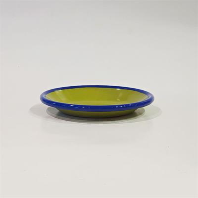 Emaye Tabak 12 cm Fıstık Yeşili Kordon Kobalt