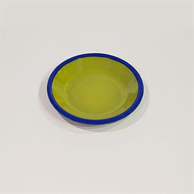 Emaye Tabak 12 cm Fıstık Yeşili Kordon Kobalt