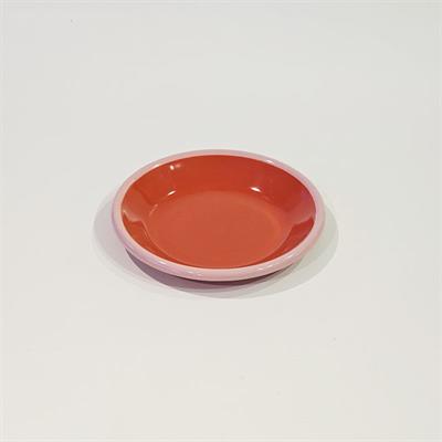 Emaye Tabak 12 cm Koyu Somon Kordon Pembe