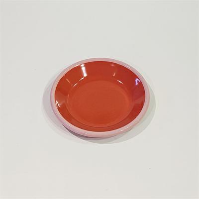 Emaye Tabak 12 cm Koyu Somon Kordon Pembe