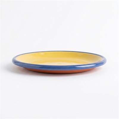 Emaye Tabak 16 cm Limon Sarı Kordon Lacivert