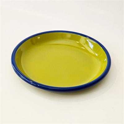 Emaye Tabak 20 cm Fıstık Yeşili Kordon Kobalt