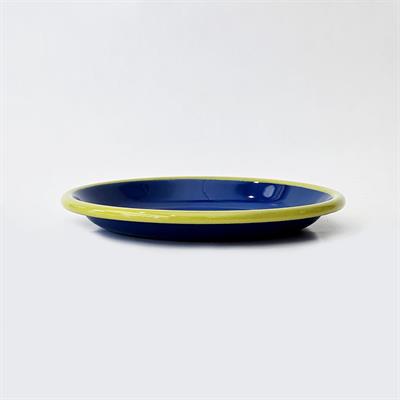 Emaye Tabak 20 cm Kobalt Kordon F. Yeşil