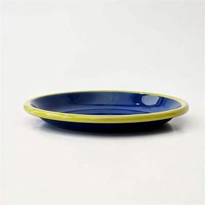 Emaye Tabak 20 cm Kobalt Kordon F. Yeşil