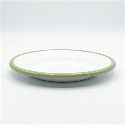 Emaye Tabak 21 cm Beyaz Kordon Mint