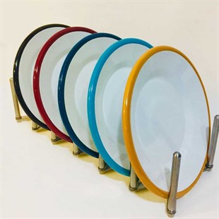 Emaye 21 cm  Kenar Tabak Kırmızı