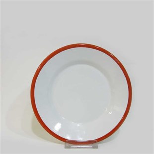 Emaye 21 cm  Kenar Tabak Kırmızı