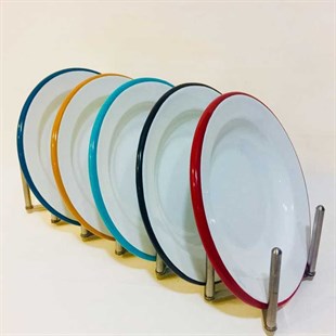 Emaye Tabak 23 cm Çukur Oksit Sarı