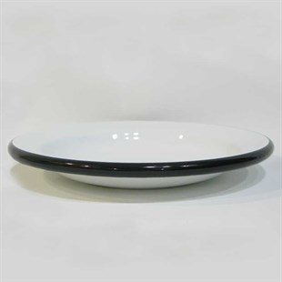 Emaye Tabak 23 cm Çukur Siyah