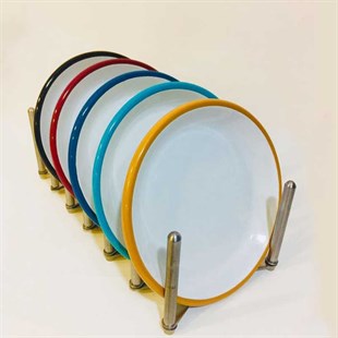 Emaye Tatlı Tabağı 17 cm - Siyah Kordonlu