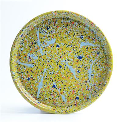 Emayra Emaye Pizza Tabağı 22 cm | Serpme Desen Koyu Yeşil