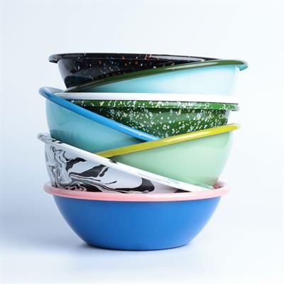 Emayra Emaye Salata Kasesi 20 cm | Siyah Kordon Beyaz