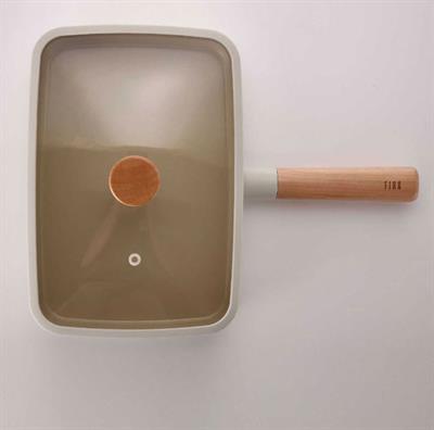 Fika Dikdörtgen Tava 29 cm Cam Kapaklı Bej