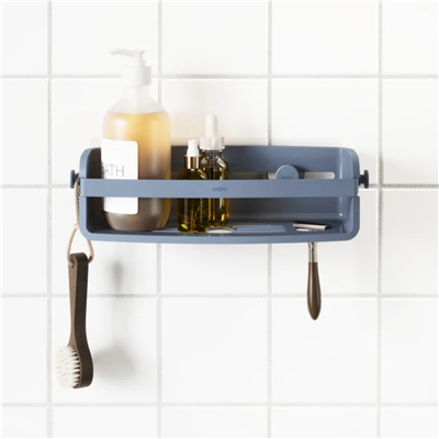 Flex Yapışkanlı Banyo Duş Rafı Gri Mavi 32.7 cm