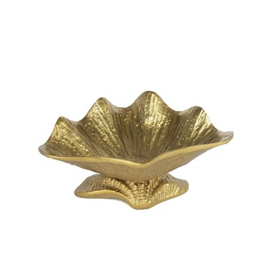 Gold Deniz Kabuğu Ayaklı Dekoratif Kase ve Sunum Tabağı 37x25x16 cm