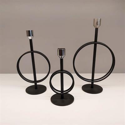 Hera Aria Halkalı 3lü Mumluk Siyah Krom