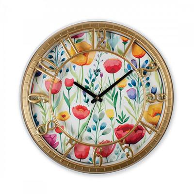 Hisar Cemre Duvar Saati 40 cm | Çiçekli Sessiz Dekoratif Saat