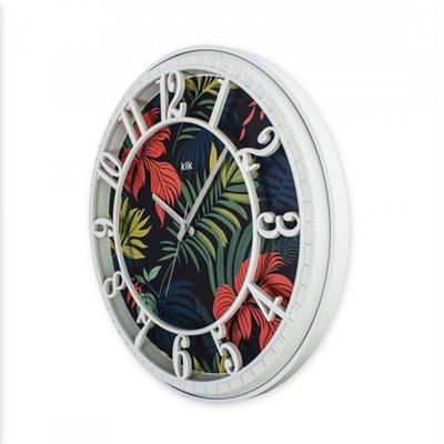 Hisar Egzotik Duvar Saati 40 cm | Tropikal Desenli Sessiz Saat