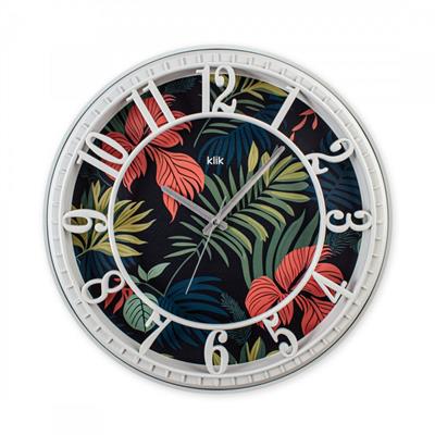 Hisar Egzotik Duvar Saati 40 cm | Tropikal Desenli Sessiz Saat