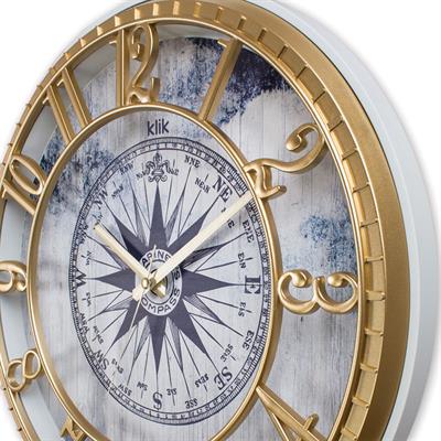 Hisar Pusula Duvar Saati 40 cm | Marin Sessiz Dekoratif Saat