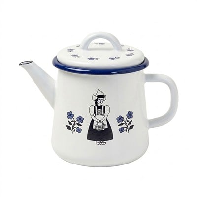 Vintage mutfak ve kahvaltı masaları için 1200 ml desenli sağlıklı emaye çaydanlık üstü Çamlıca Home
