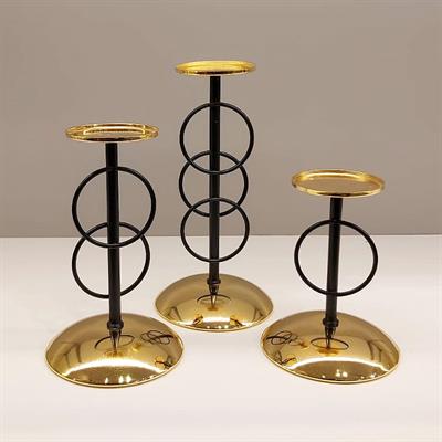 HR 3lü Halkalı Mumluk Siyah Gold