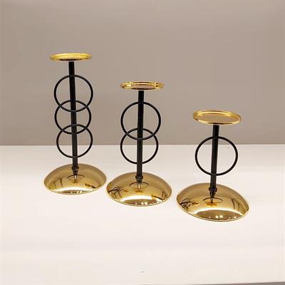 HR 3lü Halkalı Mumluk Siyah Gold