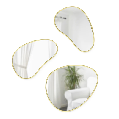 Hubba 3Lü Set Gold Çerçeveli Ayna