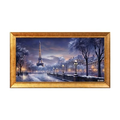 Karlı Paris Eyfel Kulesi ve Kış Manzaralı Tablo