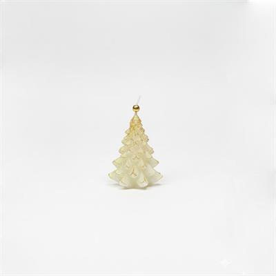 Küçük Dikey Çam Ağacı Mum 8 cm | Beyaz Gold Yaldızlı Dekoratif | Çamlıca Home