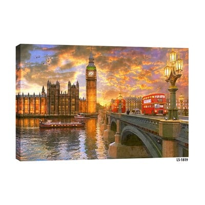 Londra Big Ben ve Kırmızı Otobüs Westminster Köprüsü Tablosu - Çamlıca Home