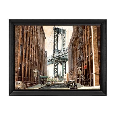 Manhattan Köprüsü ve Nostaljik Sokak Manzaralı Tablo