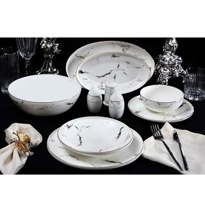Massimo Marble Gold 56 Parça 12 Kişilik Yemek Takımı | Çamlıca Home