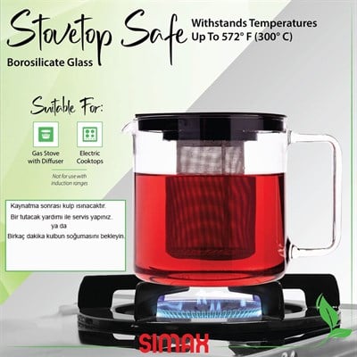 Met Simax Cam Süzgeçli Demlik 1.3 lt.