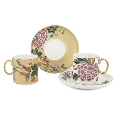 Mikasa Moor Lienna 2li Pasta Tabaklı Porselen Çay Fincan Seti 6 Parça