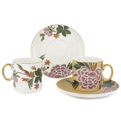 Mikasa Moor Lienna 2li Pasta Tabaklı Porselen Çay Fincan Seti 6 Parça