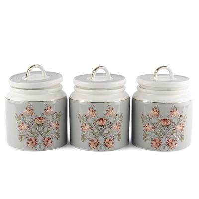 Mikasa Moor Mystic Floral 3lü Büyük Boy Porselen Kavanoz Seti 900ml - Luxury Mutfak Düzenleyici