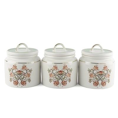 Mikasa Moor Mystic Floral 3lü Porselen Kavanoz Seti 500ml - Lüks Mutfak Düzenleyici