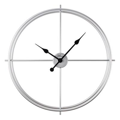 Minimal Gümüş İskandinav Duvar Saati 66.5 cm - Büyük Boy Metal Dekoratif Salon Saati