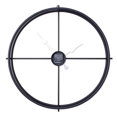 Minimal Siyah İskandinav Duvar Saati 66.5 cm - Büyük Boy Metal Dekoratif Salon Saati