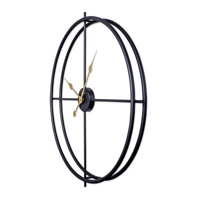 Minimal Siyah İskandinav Duvar Saati 66.5 cm - Büyük Boy Metal Dekoratif Salon Saati