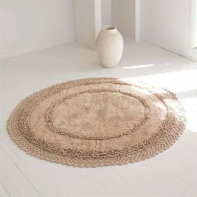 Moon %100 Pamuk Yuvarlak Banyo Paspası | Mocha 120x120 cm