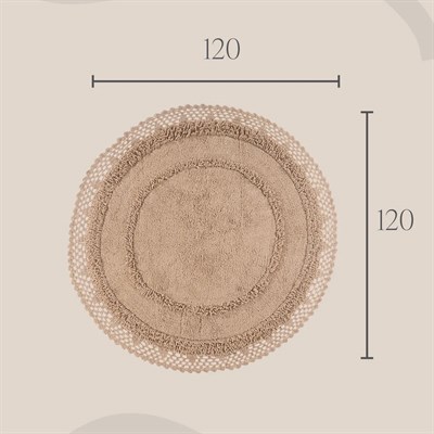 Moon %100 Pamuk Yuvarlak Banyo Paspası | Mocha 120x120 cm